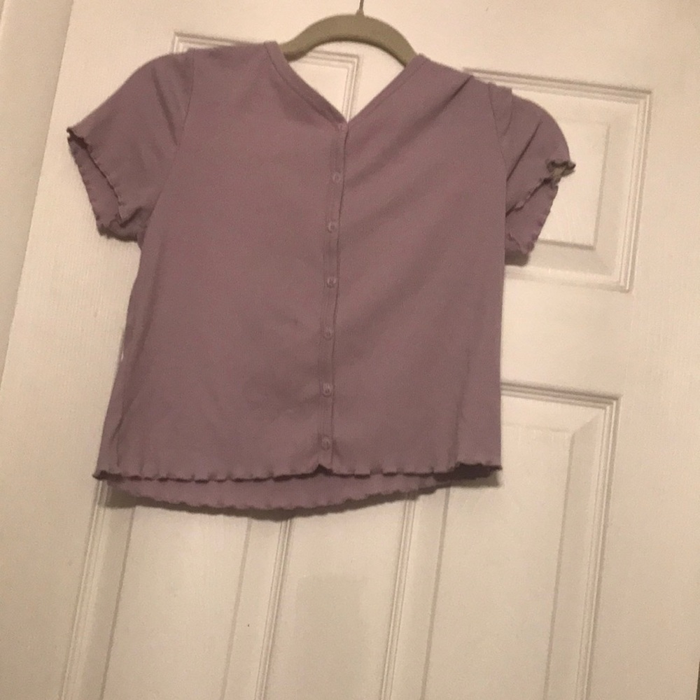 Wonder Nation cute button up crop top purple girls size XL